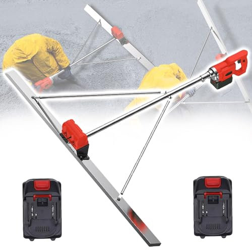 Eastnmythet Concrete Screed Vibratory Kit, Cordless Concrete Leveling Tamper Ruler for Smooth Concrete Plane Finishing, Lithium Battery Electric Cement Screed,110V 2Battery