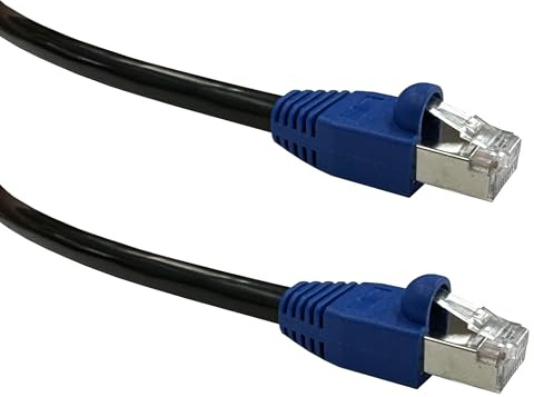 Beetronic 20m CAT6 Black Outdoor External Ethernet Network Patch Cable PE CAT 6 1000mbps Direct Burial Weatherproof Waterproof