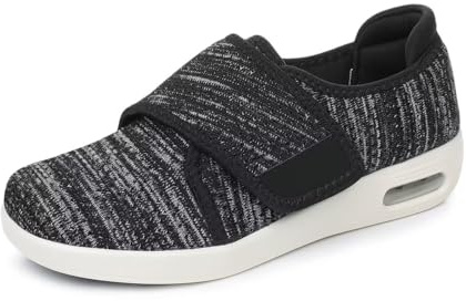 VibeCraft Diabetesskor Med Bred Tåbox - Anpassade För Svullna Fötter Och Neropati - Tryckreducerande Sula Oslipande Sål Andningsaktiv Textil För Daglig Användning