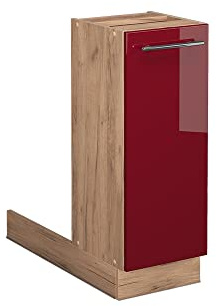 Vicco Kücheninsel Fame-Line, Bordeaux Hochglanz, 30 cm | MDF-Front · 1 Einlegeboden · Höhenverstellbare Füße · Metallgriffe · Soft-Close