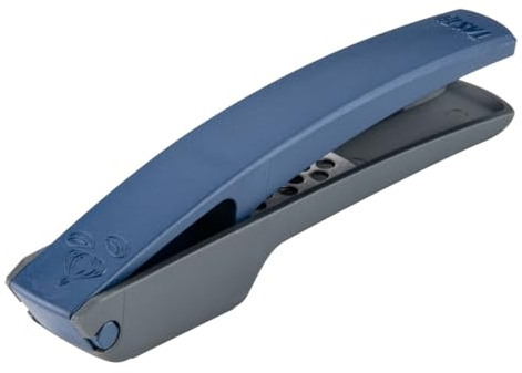 Tasty Premium Knoblauchpresse, 3-tlg. - Müheloses Pressen, Fein & Grob Einstellbar, 17x3x4cm, Kunststoff & Edelstahl, Grau/Blau