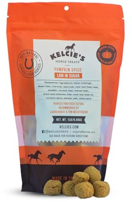 Kelcies Pumpkin Spice Horses Treats - Low Sugar, Starch, and Carbohydrates | Healthy Treats for Horse Supports Superior Digestion 1 Pound (Pack of 1)