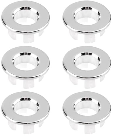 Lot de 6 bouchons de trop-plein en métal pour évier, anneaux de lavabo en laiton, couvercle de rechange pour trop-plein de salle de bain, couvercle rond pour trou de robinet d'évier, insert de