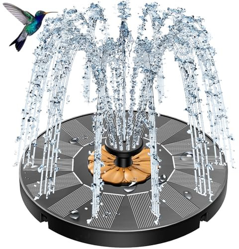 SZMP Fontaine Solaire Extérieur, 2025 Upgrade 1.4W Flottante Pompe Bassin Solaire avec 8 Buses & 4 Tiges Fixes pour Bain d'oiseaux, Étang, Piscine, Patio, Jardin Fontaine, Décoration de Jardin (Brun)