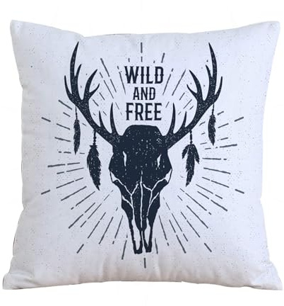 ERRTU Kissenbezug 45x45 cm,Geweih Dekor, Tribal Vintage Grunge Hirschkopf Wild,Dekokissen Kissenbezüge Deko Kissen Bezug Wohnzimmer Zierkissen für Sofa Stuhl Bett Garten