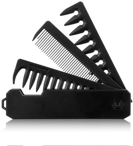 Aribliseza Folding kam, blend Frend fjäril, kam, skäggkam för män, fickkam, lockkam för hår, skägg och mustasch