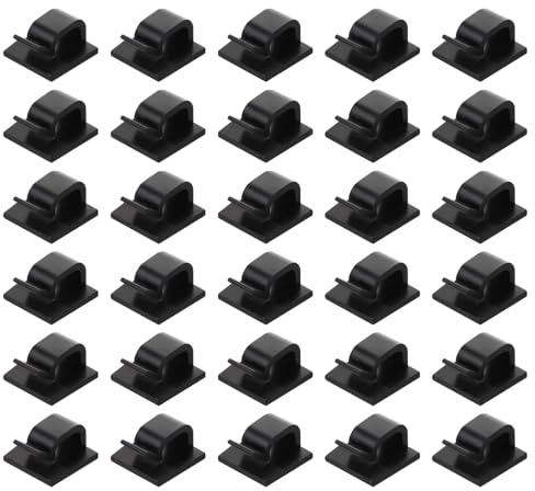 Angoily Clips de Gestion de Câbles 100 Pièces Auto-Adhésifs Boucle Métallique pour Organisation Fil Électrique et USB au Bureau
