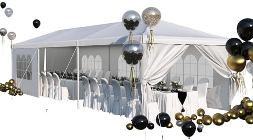 Devoko 10'x30' Outdoor Heavy Duty Canopy Tent, Waterproof Wedding Party Tent with UV Protection & Sidewalls, Wind Resistant Portable Gazebo Shelter for Events,Backyard, Patio, White