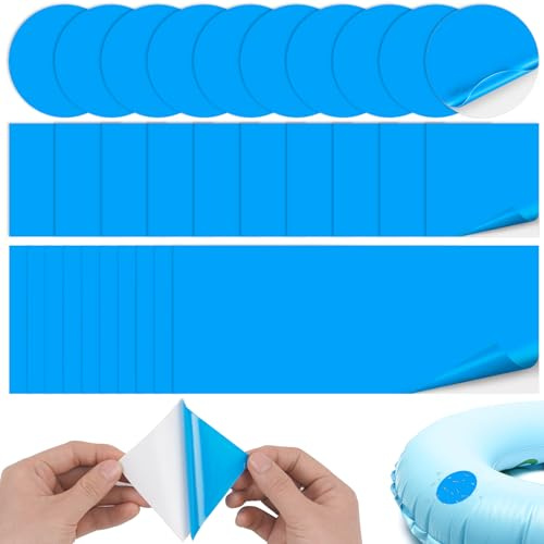 Leikedun 30 Patchs de Réparation Piscine Auto-Adhésifs, Piscine Patchs Réparation, Patch de Réparation Étanche pour Tente, Matelas Gonflable