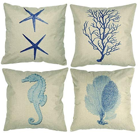 Itian 4 Pezzi Mare Animale Tiro Cuscino Caso Cuscino Divano Letto Home Decor, 45 x 45cm