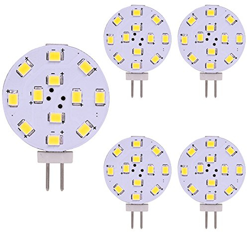 Weixuan Lampadina LED G4, equivalente a 35 Watt, disco LED Bi-Pin, pin laterale JC, 12V-24V AC/DC Low Volt, CRI> 85, 350 Lumens, Pack 5 (bianco)