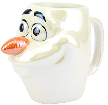 Disney Frozen II Tasse XL Olaf 3D Glanzeffekt weiß, irisierend, Keramik, Fassungsvermögen in Geschenkkarton., PP5129FZT, Mehrfarbig, Approx. 300ml