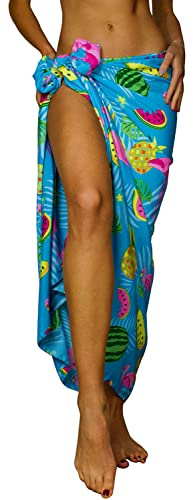 King Kameha Funky Pareo Sarong Camisola Encubrimiento Hawaiano, Flamingo Melon, Turquesa, Grande