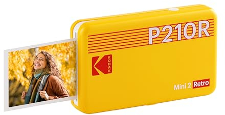 KODAK Mini 2 Retro 4PASS Portable Photo Printer (2.1x3.4) + 8 Sheets, Black Premium Quality-Yellow