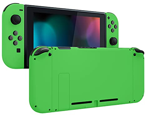 eXtremeRate Full Case für Nintendo Switch Joycon/Console, Matt DIY-Ersatz Joy Con Shell/Buttons & Rückplate & Kickstand, Custom Gehäuse Zubehör für Nintendo Switch Konsole-Grün
