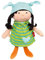 SIGIKID 39649 Puppe Brenda Bilipup, Stoffpuppe mit Kleidchen zum An- und Ausziehen, Kuschelpuppe, Einschlafhilfe, spielen, schmusen, für Babys & Kinder ab 6 Monaten, Grüngestreift 24 cm