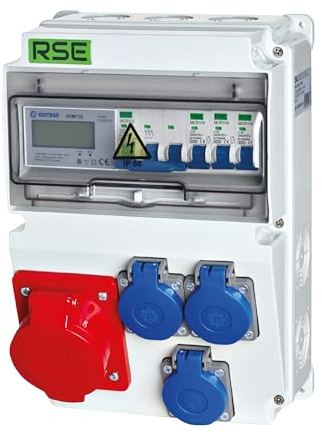 BAUSTROMVERTEILER WANDVERTEILER KOMPLETT VERDRAHTET 32A 16A 230V MIT CEE DOSE ZÄHLER IP65, 7. 1x32a 3x230v MIT LS+ZÄHLER