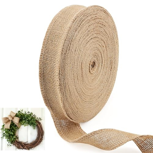LEXININ 4cm x 30m Hessian Ribbon Roll, Jute Burlap Ribbon Roll, Brown Linen Hessian Tape for DIY, Craft