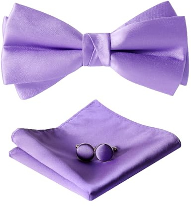 HOULIFE Fliege Herren Set Verstellbare Fliege aus Satin Vorgebunden Fliege | Verstellbares Band, Einheitsgröße für alle, Leicht zu tragen, Geschenkbox-Paket, für Party & Hochzeit