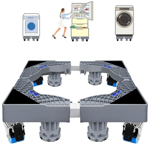 SSEHCWAN Washing Machine Stand with Wheels, Movable Adjustable Washer Base - Fridge & Dryer Stand - Height 9.5cm, Length 47-68cm, Load 200kg