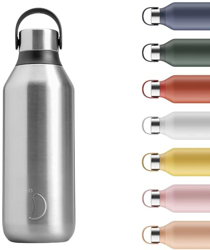 Chilly's Gourde Series 2 - Bouteille Isotherme en INOX avec Collerette Souple & Anse - Thermos pour Boissons Chaudes & Froides - Étanche, sans Condensation