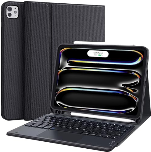 Earto Teclado iPad Pro 11 (M5/M4,2025/2024), Touchpad inteligente, 2 canales BT, magnético desmontable Bluetooth teclado para iPad Pro 11 2024 (A2836/A2837/A3006), italiano ‎QWERTY Layout, negro