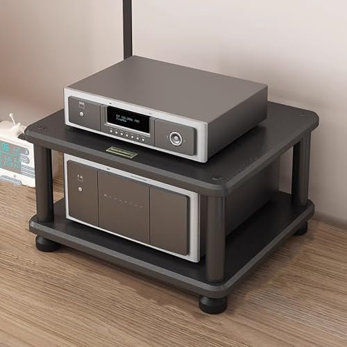 Elitix HiFi Rack Medienständer, Eckregal für Plattenspieler, Stereoschrank Aus Holz, DVD-Aufbewahrung, Medienturmständer, Videospiel-Organizer, Display, Projektorregale(Black,Two Layer)