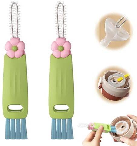 OUDQFCJ Limpiador de Tapas de Tazas 3 en 1, Tapa de Botella, Cepillo Limpiador de Huecos Multifuncional, Cepillo Limpiador de Botellas de Agua, Adecuado para Varias Tazas y Botellas (2pcs)