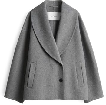 OPUS Damen Jacke | HILLWA Loose Cabanjacke aus weichem Wollmix Easy Grey, M