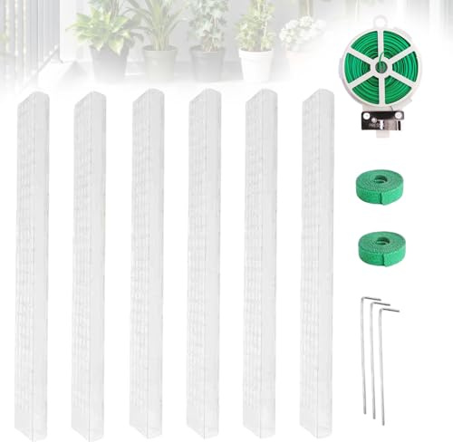6 Tuteurs pour Monstera, Extensibles pour Plantes D'intérieur, Tuteurs en Plastique avec 2 Attaches Velcro 30 m de Liens de Jardin pour Plantes Grimpantes Monstera