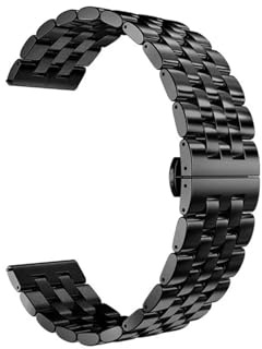 FYYFS 20mm 22mm Rostfritt Stål Klockarmband Metall Vikbart Klockaspänne Klockarmband Armband Klocktillbehör Med Verktyg(Black,20mm)