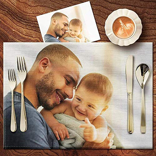 Personalisierte Tischsets mit Eigenem Foto Bedrucken Abwaschbar Abwischbar Hitzebeständig Platzdeckchen Bild Selbst Gestalten für Esstisch Küche Restaurant mit Kinder Familie Hund Neujahr Weihnachten