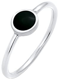 Elli Ring Damen Solitär Stapel Basic mit Emaille Schwarz 925 Silber