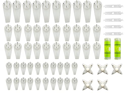 WYAN 62 pcs spurlose Bilderhaken, 5 Designs nägel ohne bohren Bilderhaken für Hochzeitsfotos und Home Office hängende Hardware-Kit (weiß)
