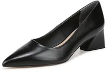 Franco Sarto Womens Racer Pointed Toe Block Heel Pump Black Leather 7.5 M