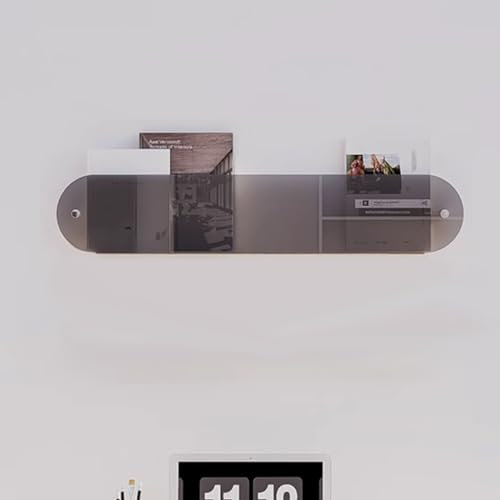zeitschriftenständer zeitungsständer Wandhalterung für durchsichtiges Zeitschriftenregal, Wand klar Bücherregal Acryl Regal 24 Zoll für Grammophon-Schallplatten-Pamphlet-Ablage, Hängendes Literatur-O