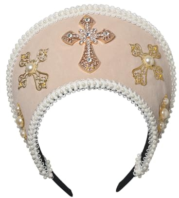 BPURB Tudor Queen Coronet Kapuzen Hut für Damen Anne Boleyn Hut Kopfbedeckung Elisabethanische Kopfbedeckung Französisches Königliches Stirnband für Cosplay Party