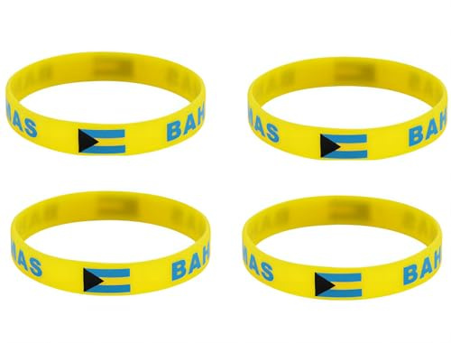 ZENRUIMING 4 Bahamas Silicone Bracelets, Bahamas Tourism Souvenir Bracelets, Outdoor Leisure Elastic Wristband Accessories, Football Basketball Fan Cheer Bracelets