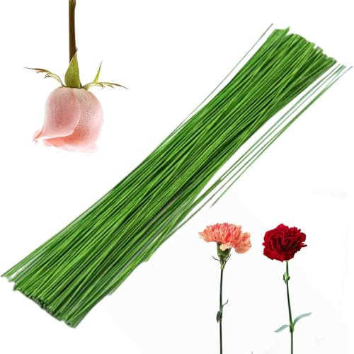 100 unidades de alambre verde para floristería, alambre para manualidades, tallo de flores, manualidades, ramo de flores
