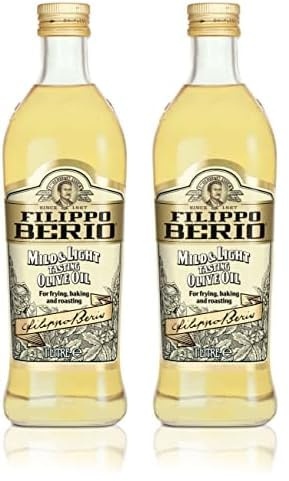 Filippo Berio Olive Oil, Mild and Light Olive Oil, 1 Litre Glass Bottle, 1l (Pack of 2)