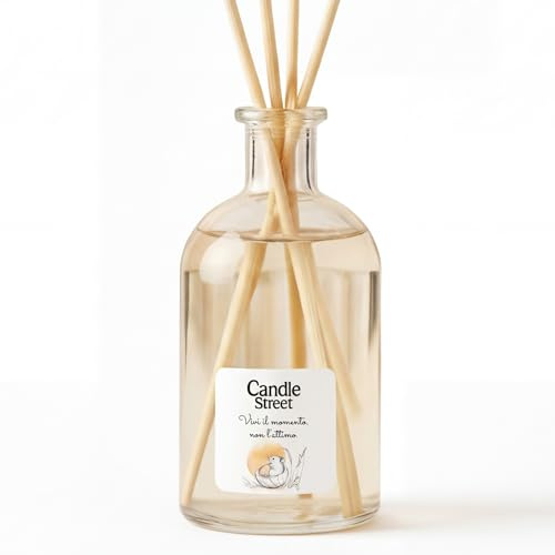 Candle Street | Il Momento | Profumatore per Ambienti con Bastoncini | Fragranza Vaniglia, Miele e Mandorla - Lunga Durata | Base Vegetale | Made in Italy | Idea Regalo Relax e Coccole (Grande)
