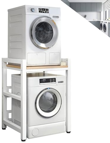 Adjustable Stacking Kit Shelf for Washer & Dryer - Heavy-Duty Over Washer Storage Unit for Bathroom Kitchen Balcony & Laundry Room - 400kg Capacity Space-Saving Design