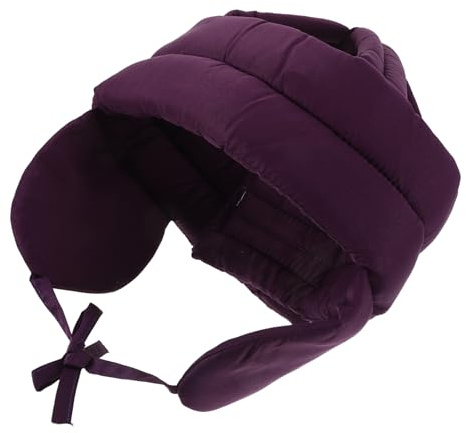 Gatuida Casco Protector Anticaídas Ajustable para Personas Mayores, Gorra de Algodón Morado Protección de Orejas, Casco Seguridad Suave y Grueso para Adultos, Accesorio Seguro para Uso