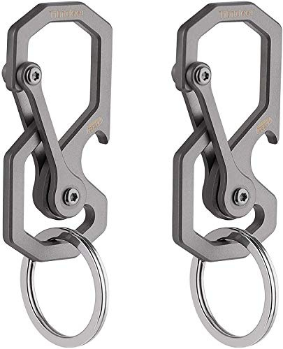 Tibitdeer Titanium Key Chain, Multifunctional Carabiner Keychain Heavy Duty Car Keychain Organizer for Men and Women, 2 Pack