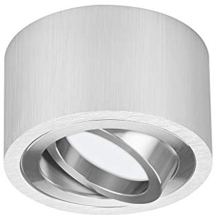 TEVEA Premium Deckenleuchte Aufbauspot Flach | Led Modul IP44 230V 7W 3 Step Dimmbar austauschbar | Deckenspot auch fürs Bad (Silber Gebürstet - Warmweiss)