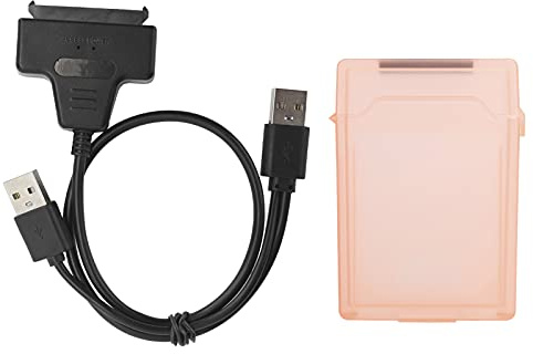 Câble Adaptateur, Câble de Conversion à Double Interface USB 2.0, Câble Adaptateur pour Disque Dur SATA HDD/SSD avec Boîtier de Protection 2,5 Pouces Adapté pour Disque Dur/SSD 2,5 Pouces(Rouge)