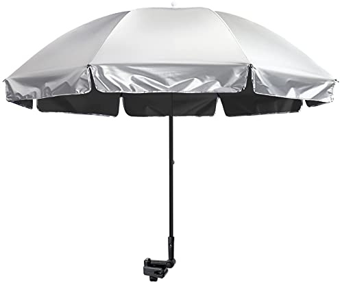 G4Free UPF 50+ Universal Clamp On Umbrella Adjustable Outdoor UV Protection Beach Chair Umbrella for Strollers, Wheelchairs, Patio Chairs, Golf Carts and Beach