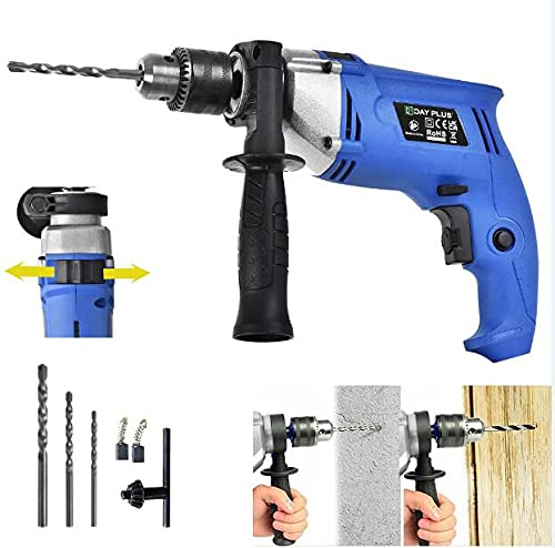 Hammer Drill Corded 0-3000RPM Variable Speed, 850W Electric Impact Drill Set with Power Drill Bits 5 6 8mm, Chuck Key, Gauge Depth, 360° Rotating Handle #YL01
