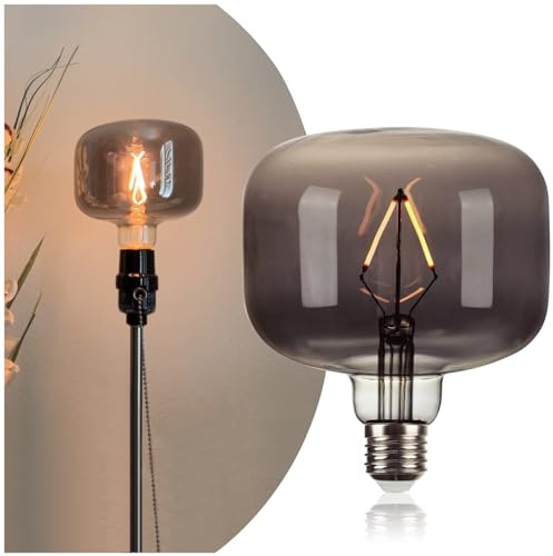 AMDTU Large Vintage E26 Edison LED Globe Bulb 20 Watt Equivalent Dimmable 2200K Soft Warm Smoky Grey Oversized Medium Base Big Light Bulb Adds Vintage Charm and Warmth to Home or Commercial Decor
