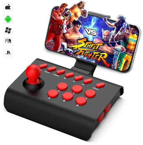 arVin Arcade Fight Stick Joystick Game Controller for iPhone iOS Android PC Fighting Stick for Nintendo Switch/PS3/PS4 Arcade Rocker Gamepad with Turbo & Marco for Emulators/Cloud/PS Remote Play/Steam